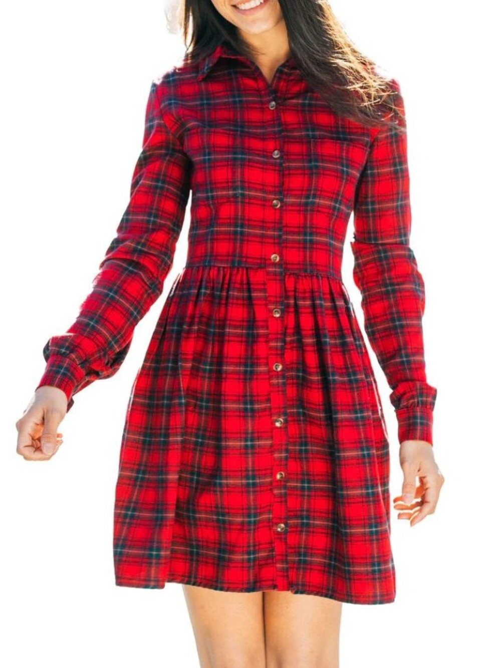 Kiel James Patrick Cozy Cottage Red Plaid Flannel Dress, Size Small